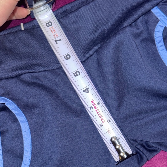 Nike Kids Navy Blue Track Pants Baby Blue Trim Pockets Girls Small size 7-8 - Picture 16 of 16